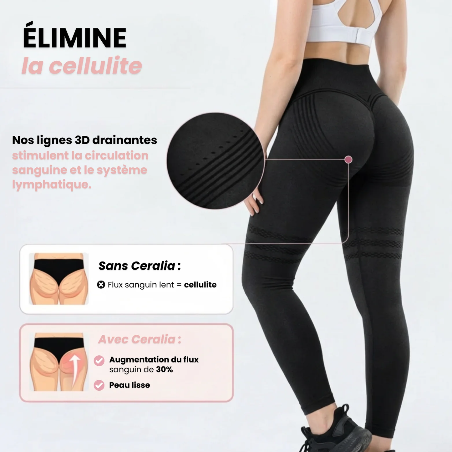 Cellulite 3D Leggings - Rose